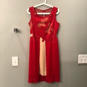 Reiss Red + Cream Cocktail Dress